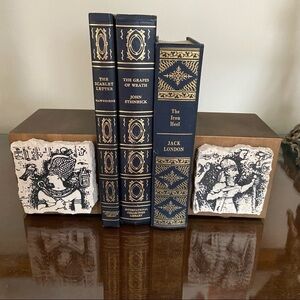 Wooden and Ceramic Bookends Cubed 4x4”